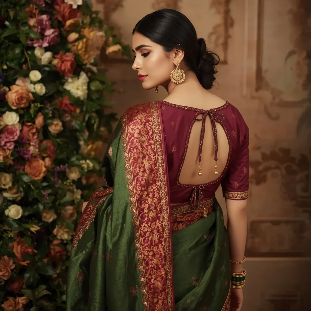 Lucid_Origin_Elegant_lady_in_a_green_Banarasi_silk_saree_blous_3