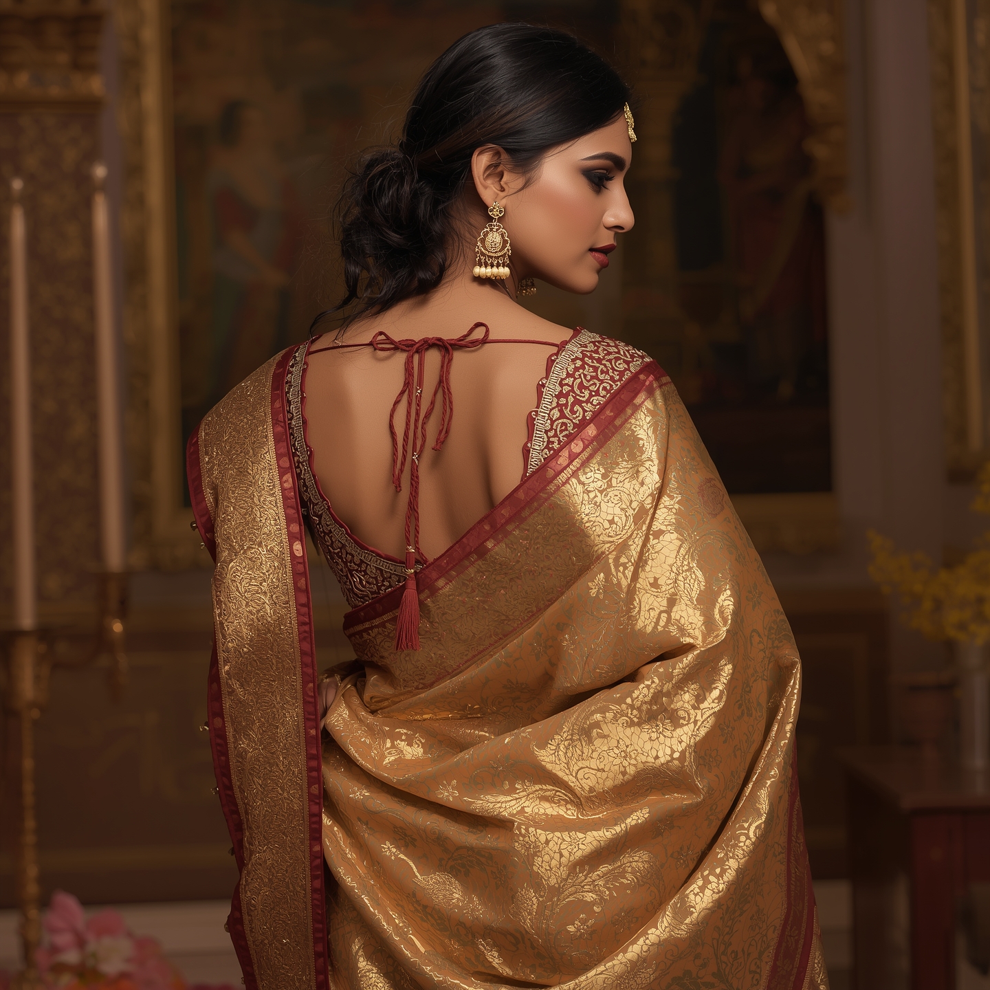 banarasi silk saree back blouse