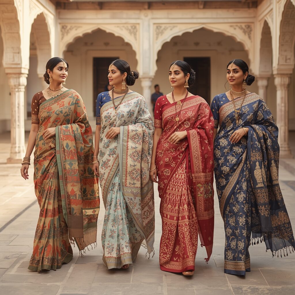 Lucid_Origin_Women_in_traditional_Indian_attire_each_wearing_a_2